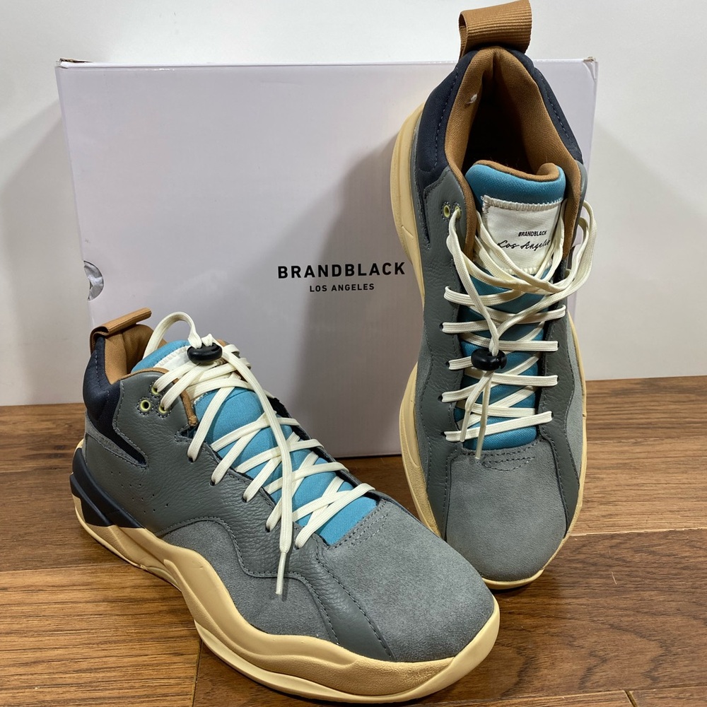 NIB Brandblack Villain Men's navy Blue and Gray low top Sneakers 11.5 / 45